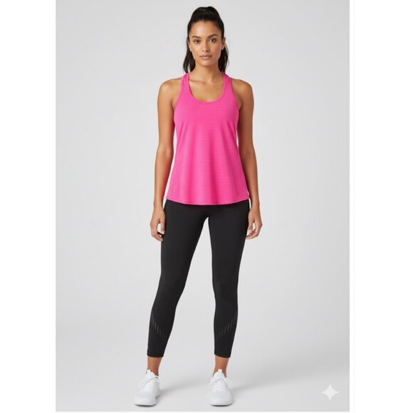Athleta Black Spectrum Sonar Reflective 7/8 Tights Shadow Stripe Pink Tank Set M - Picture 1 of 15